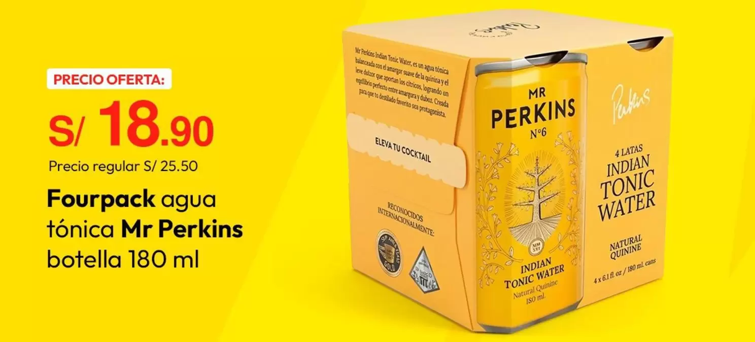 Mr Perkins - Fourpack agua tónica botella