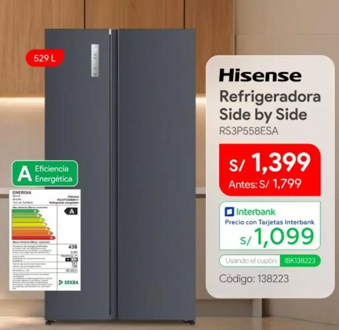 Hisense - Refrigeradora Side by Side RS3P558ESA