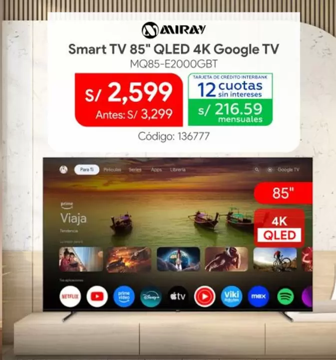 Miray - Smart TV 85" QLED 4K Google TV MQ85-E2000GBT