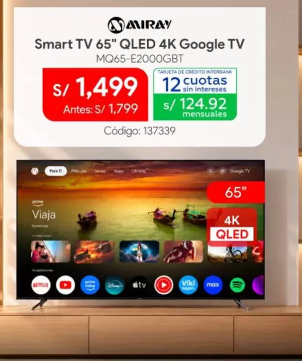 Miray - Smart TV 65" QLED 4K Google TV MQ65-E2000GBT