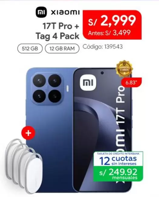 Xiaomi - 17T Pro + Tag 4 Pack