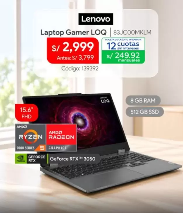 Lenovo - Laptop Gamer LOQ 83JC00MKLM