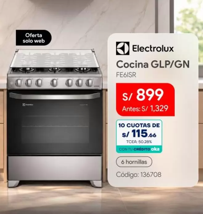 Electrolux - Cocina GLP/GN FE6ISR