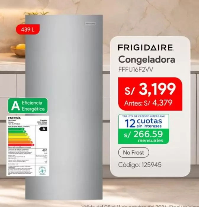 Frigidaire - Congeladora FFFU16F2VV