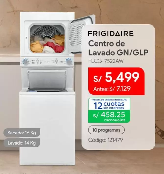 Frigidaire - Centro de Lavado GN/GLP FLCG-7522AW
