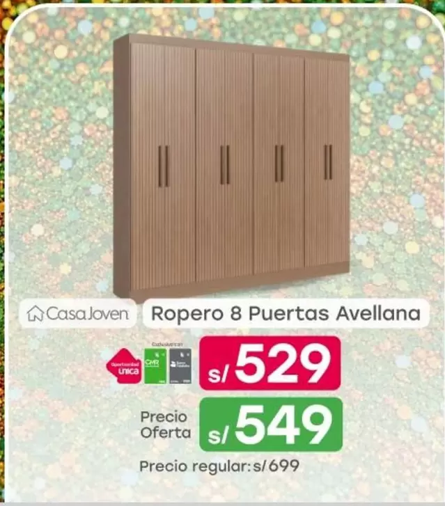 Casa Joven - Ropero 8 Puertas Avellana