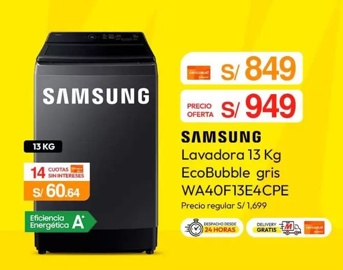 Samsung - Lavadora 13 Kg EcoBubble gris WA40F13E4CPE
