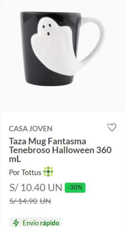 Casa Joven - Taza Mug Fantasma Tenebroso Halloween 360 ml
