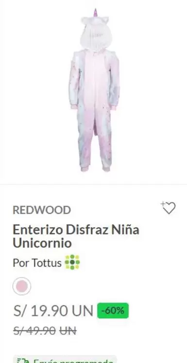 Tottus - Enterizo Disfraz Niña Unicornio