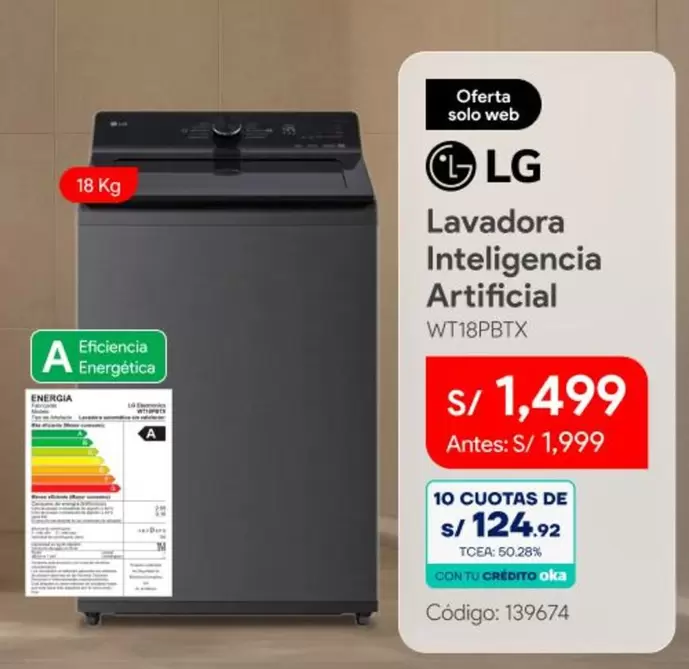 Lg - Lavadora Inteligencia Artificial WT18PB TX