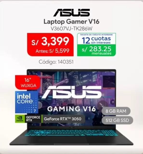 Asus - Laptop Gamer V16 V3607VJ-TK286W