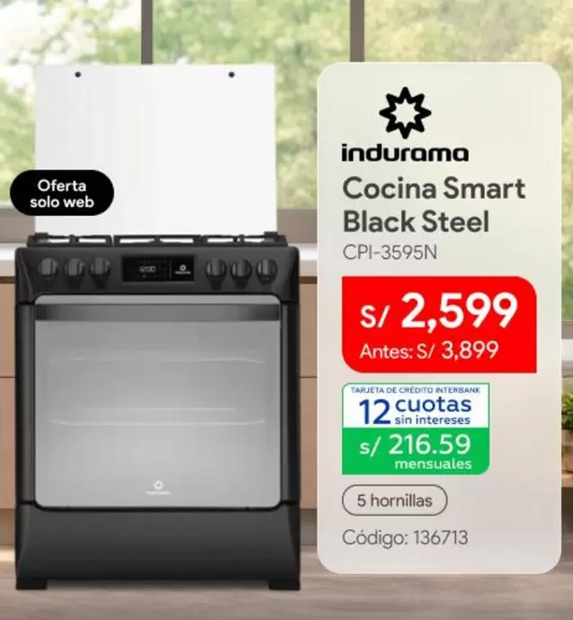 Indurama - Cocina Smart Black Steel CPI-3595N