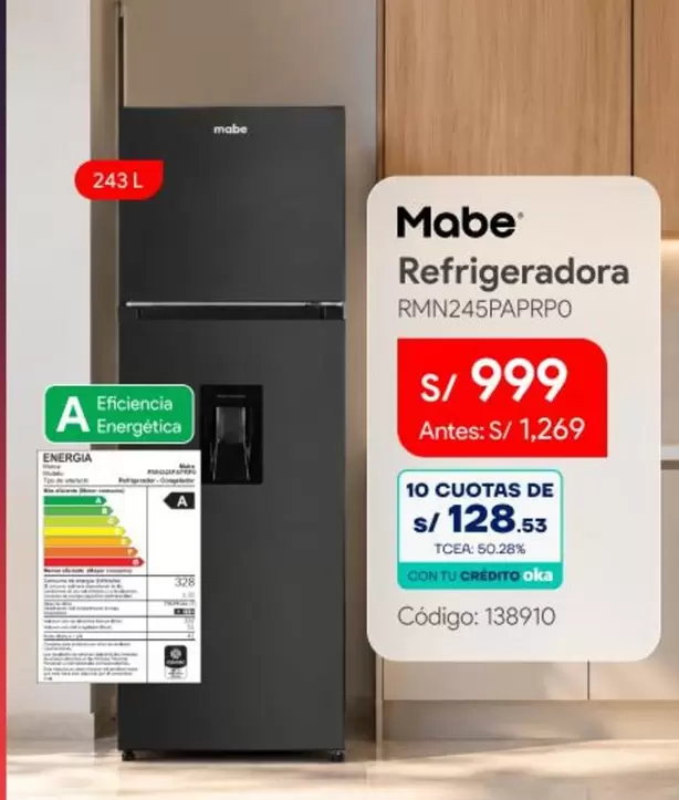 Mabe - Refrigeradora RMN245PAPRPPO