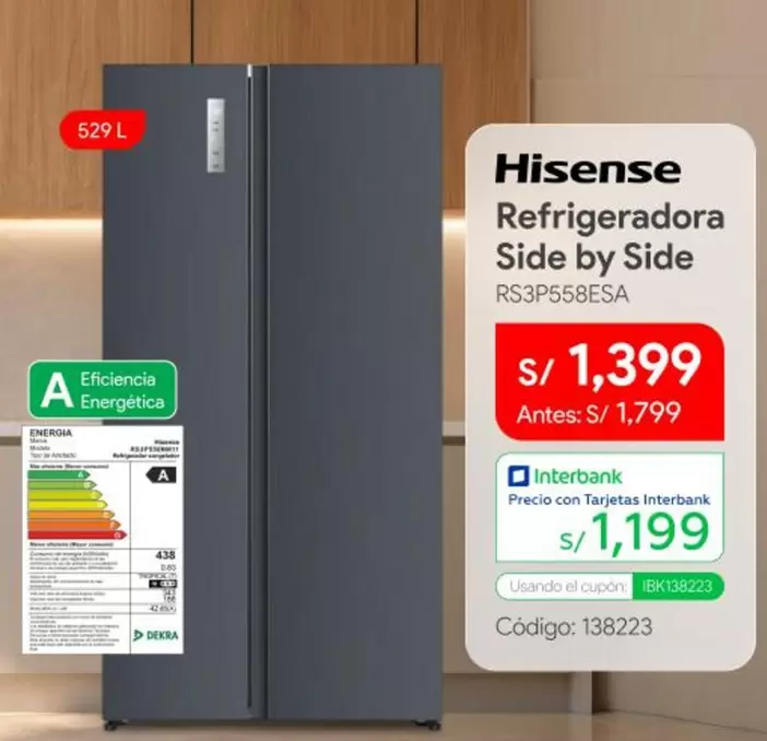 Hisense - Refrigeradora Side by Side RS3P558ESA
