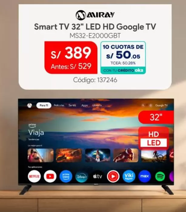 Miray - Smart TV 32" LED HD Google TV MS32-E2000GBT