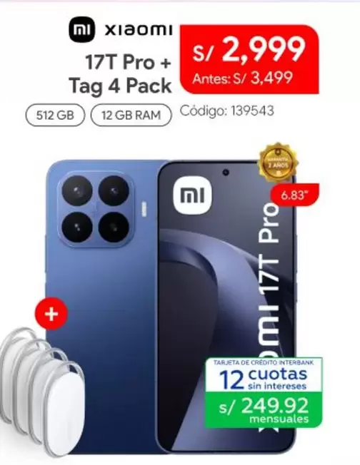 Xiaomi - 17T Pro + Tag 4 Pack