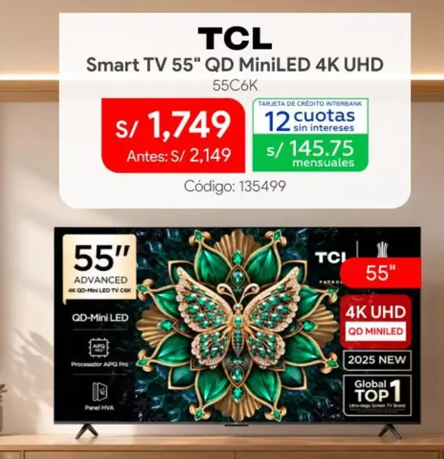 Smart -  TV 55" QDMinLED 4K UHD 55C6K