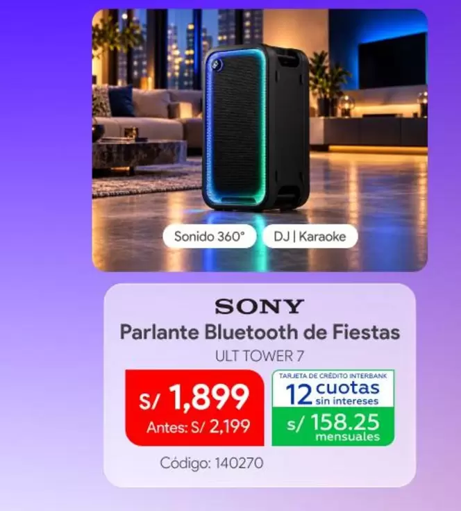 Sony - Parlante Bluetooth de Fiestas ULT TOWER 7