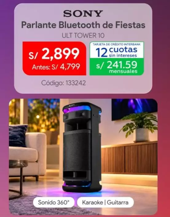Sony - Parlante Bluetooth de Fiestas ULT TOWER 10