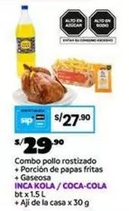 Coca-Cola - Combo pollo rostizado + Porción de papas fritas + Gaseosa + Aji de la casa