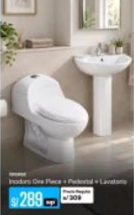 Inodoro One Piece + Pedestal + Lavatorio