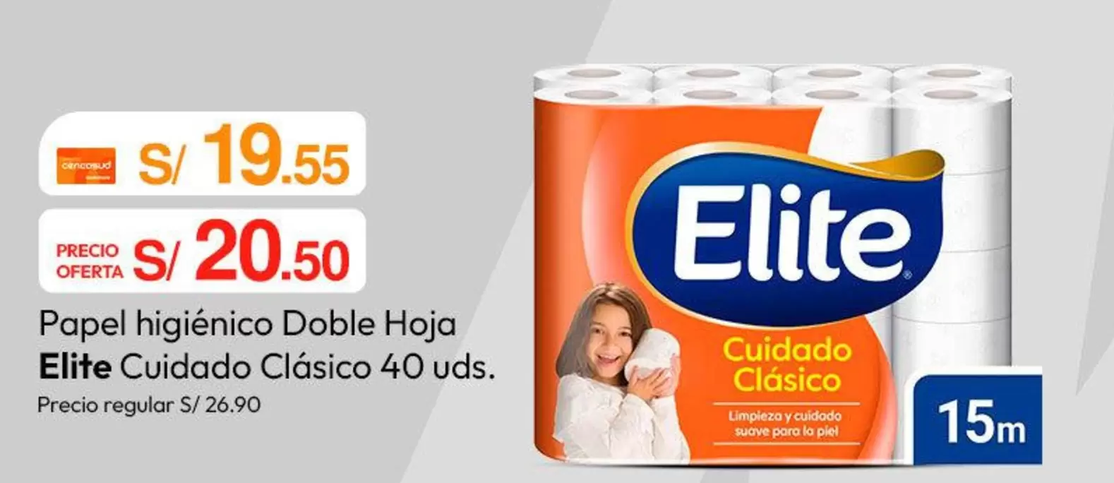 Elite - Papel higi
uevo Doble Hoja Cuidado Cl
uevo sico 40 uds.