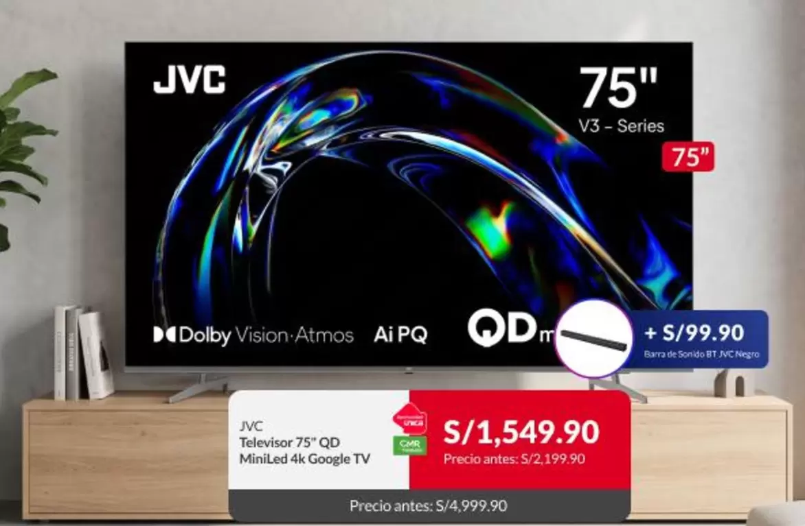 JVC - Televisor 75" QD MiniLED 4K Google TV