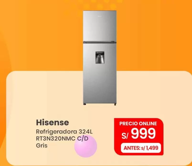 Hisense - Refrigeradora 324L RT3N320NMC C/D Gris