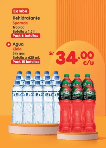 Sporade - Rehidratante Sporede Tropical, Agua Cielo