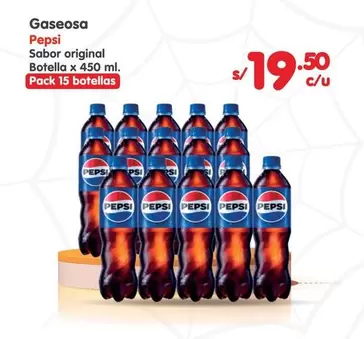 Pepsi - Gaseosa Sabor original Botella x 450 ml. Pack 15 botellas