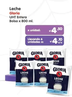 Gloria - Leche UHT Entera Bolsa