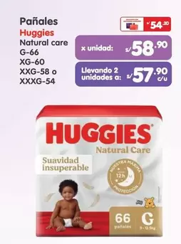 Huggies - Pañales Natural care G-66 XG-60 XXG-58 o XXXG-54