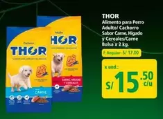 Thor - Alimento para Perro Adulto/Cachorro Sabor Carne, Higado y Cereales