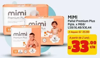 Pañal Premium Plus Pqte. x M68/L58/XL48/XXL44