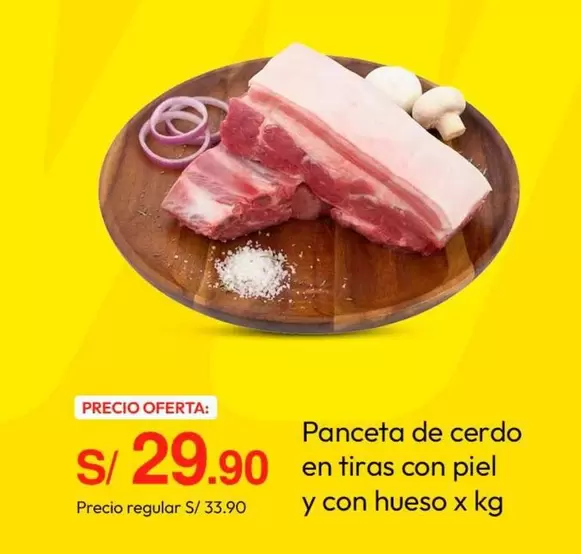 Piel - Panceta de cerdo en tiras con piel y con hueso
