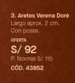Aretes Verena Doré CÓD. 43852
