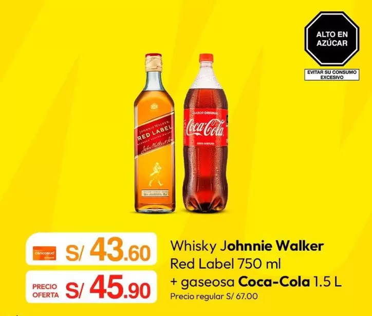 Coca-Cola - Whisky Red Label + gaseosa