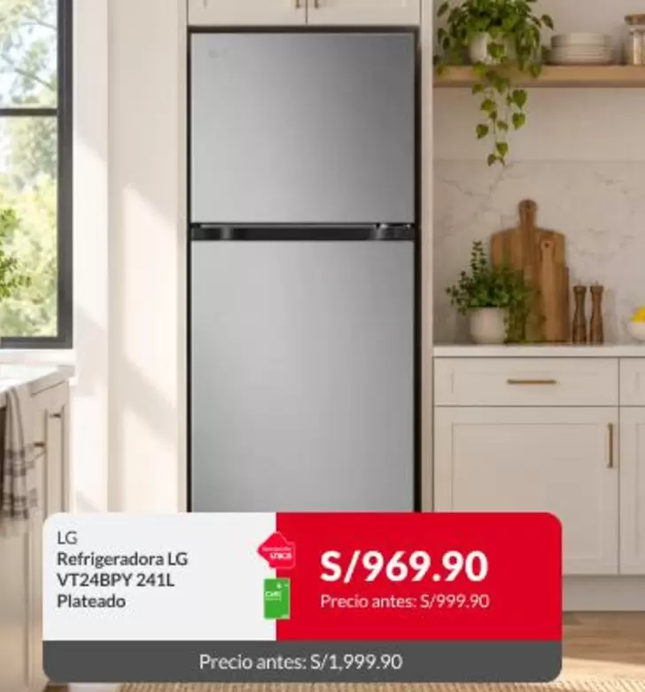 Lg - Refrigeradora VT24BPY 241L Plateado