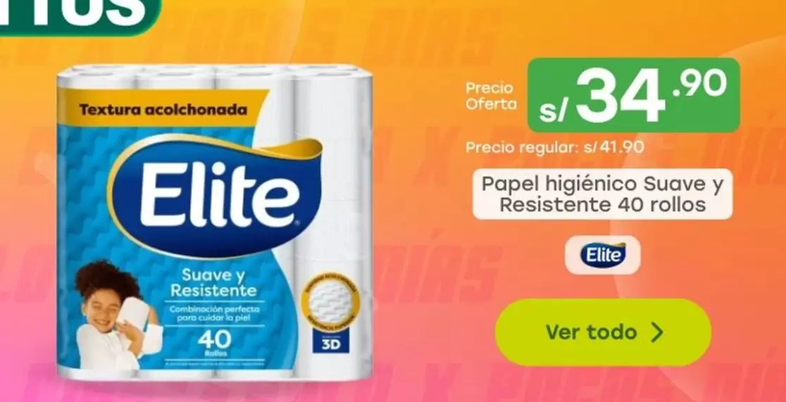 Elite - Papel higi
uevo Suave y Resistente 40 rollos