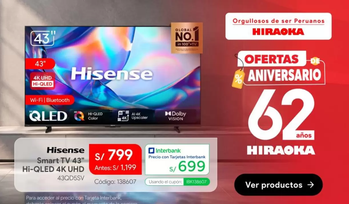 Hisense - Smart TV 43" HI-QLED 4K UHD