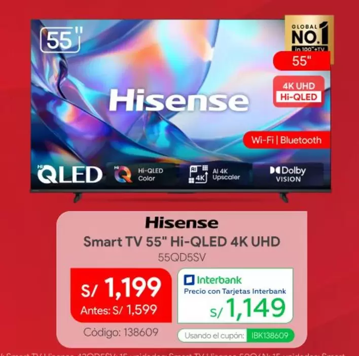 Hisense - Smart TV 55" HI-QLED 4K UHD 55Q6SV