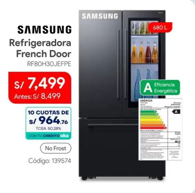 Samsung - Refrigeradora French Door RF80H30JEFPE
