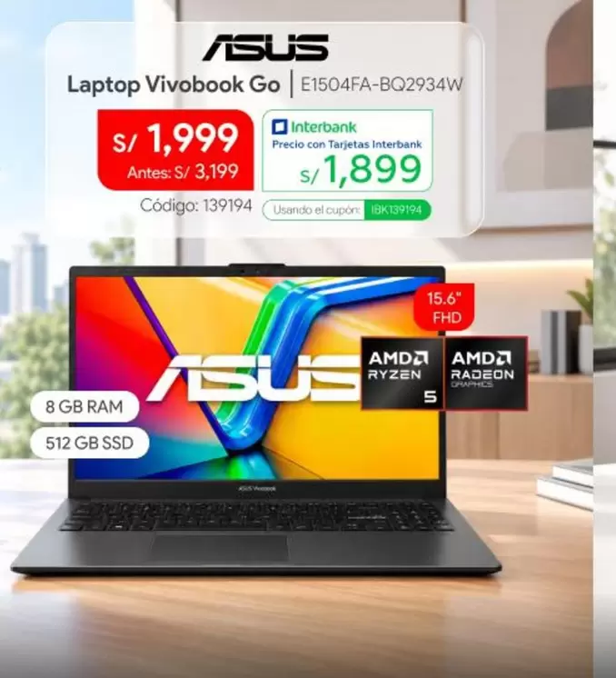 Asus - Laptop Vivobook Go E1504FA-BQ2934W