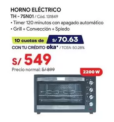 HORNO ELÉCTRICO TH-75N01 / Cód. 131849