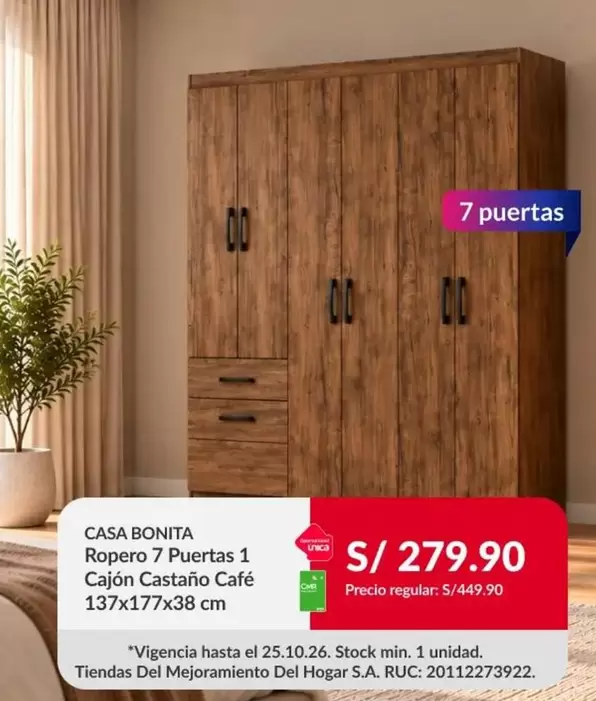 Ropero 7 Puertas 1 Cajón