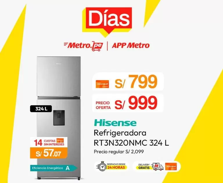 Hisense - Refrigeradora RT3N320NMC 324 L