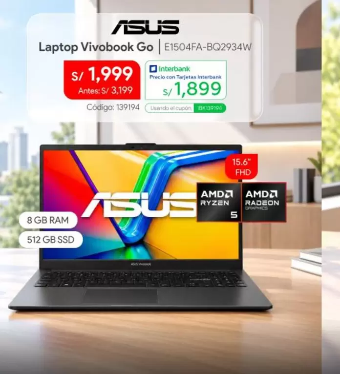 Asus - Laptop Vivobook Go E1504FA-BQ2934W