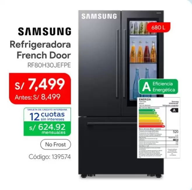 Samsung - Refrigeradora French Door RF80H30JEFPE