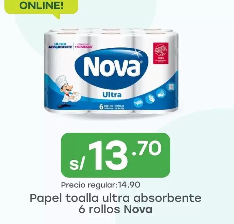 Nova - Papel toalla ultra absorbente