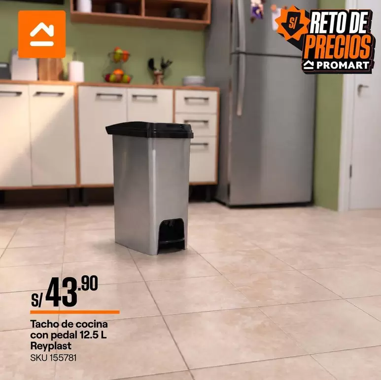 Tacho de cocina con pedal 12.5 L
